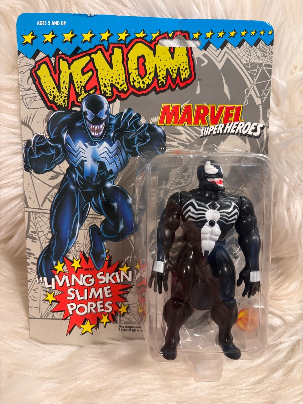 TOYBIZ MARVEL SUPER HEROES VENOM WITH LIVING SKIN SLIME PORES 1991 VINTAGE